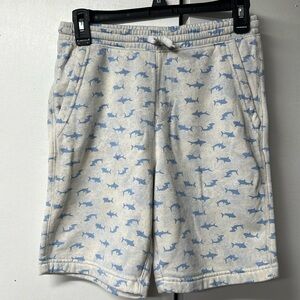 Cute, thick fleece shorts with blue sharks.
